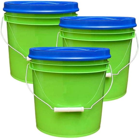 House Naturals 2 Gallon Food Grade - BPA Free Made in USA Buckets Lime Color pails with Screw On Gasket Lids