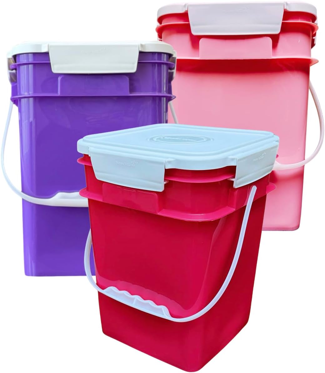 House Naturals 4 Gallon Square Food Grade Bucket Pail with Plastic ...