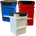 thumbnail image 1 of House Naturals 4 Gallon Square Food Grade Bucket Pail with Plastic Handles and Lid (Pack of 3) Made in USA containers (Blue/Red/White), 1 of 11