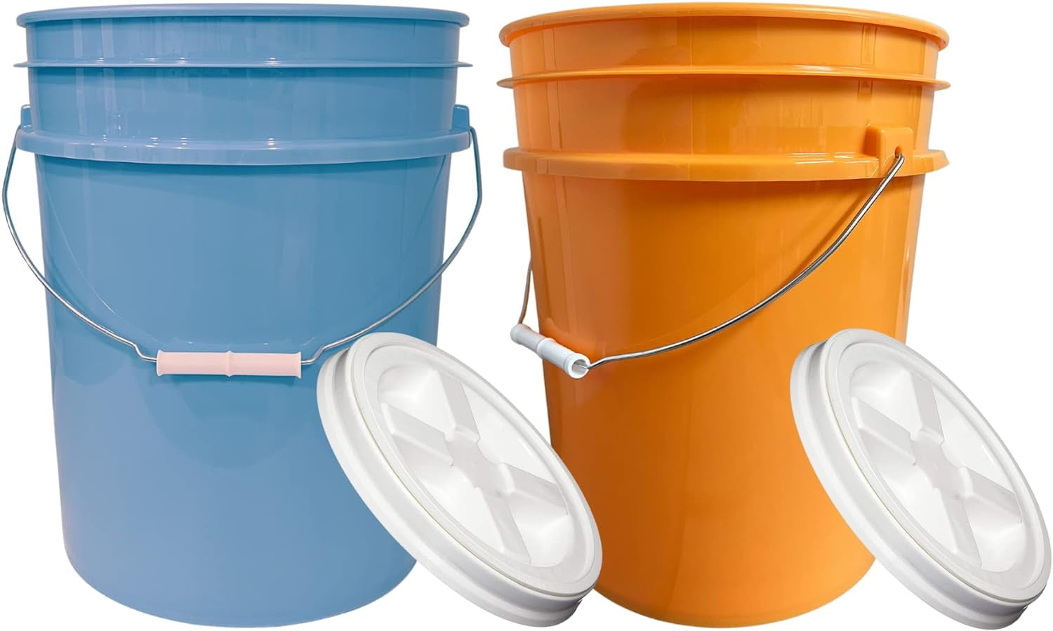 House Naturals 1 Gallon Food Grade Buckets With Lids - BPA Free Aqua Color Pail Pack Of 5