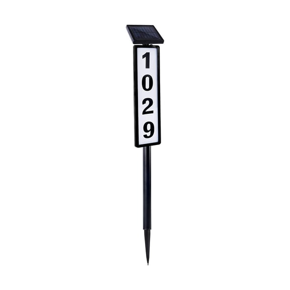 House Number Sign with Solar LED Lighting for Yard and Address, 2 Light Modes, Includes Metal Stake and Mounting Pole