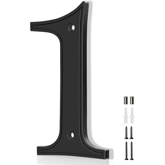 House Numbers 1, Emotionlite House Address Numbers, Black Large Modern House Numbers for Outside, Metal Mailbox Number, 5" Zinc Alloy Style