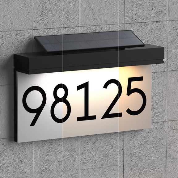 House Numbers Address Plaques For Houses Solar Powered Adjustable Panel 3 Lighting Colors Lighted Sign Outside Waterproof