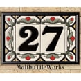thumbnail image 1 of House Numbers Address Tiles Framed Set Custom Address Tiles Sign Hand Glazed Ceramic - Cottage Style, Hex-Flowers, 1 of 21