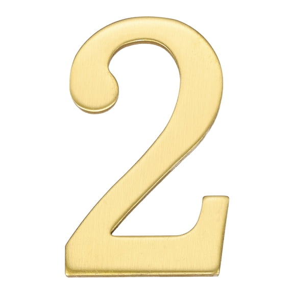 House Numbers for Outside, 2.8 Inch Solid Brass House, Self Adhesive Mailbox Numbers, Metal Address Numbers for Door, Apartment, Office ,Brushed Finish, Easy to Stick(Number 2)