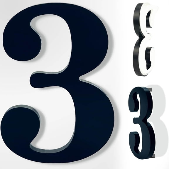 House Numbers for Outside - Modern Floating Address Numbers with Stick-On Installation - Waterproof & Rust-Proof Exterior Numbers for Mailbox, Door, Apartment, Garage - Black Number