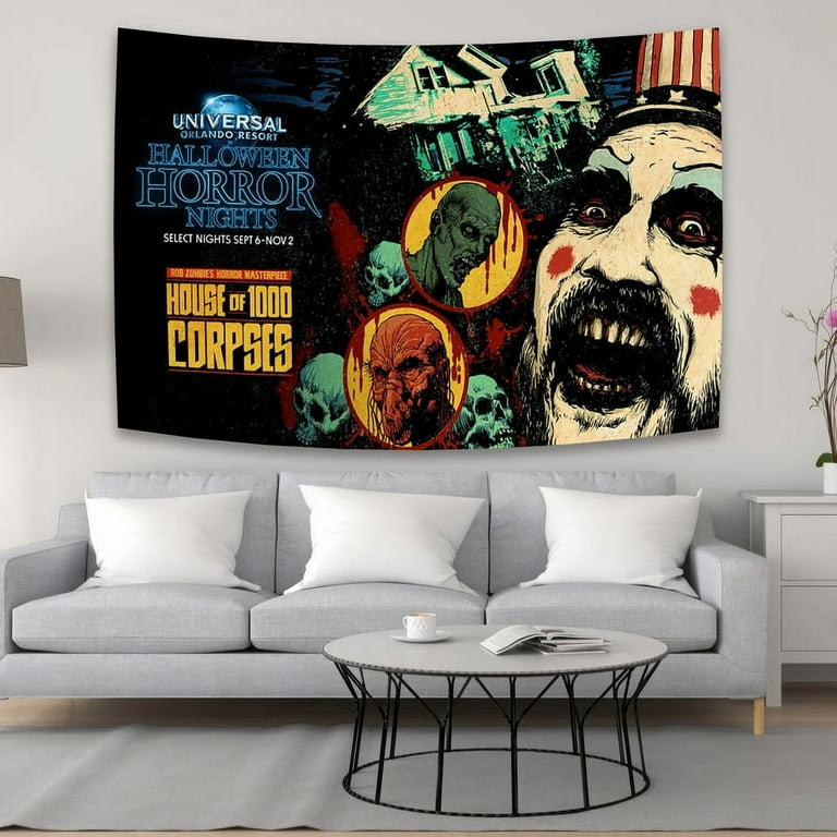 House Of 1000 Corpses Horror Movie Home Decoration Tapestry Halloween Curtains Psychedelic Background Wall Canvas Walmart