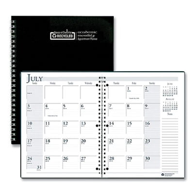 11 in. x 8.5 in. 14-Month (Jul 2025-Aug 2026) Wirebound Academic Monthly Planner - Black Cover