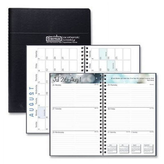 8 in. x 5 in. 13-Month (Aug 2025-Aug 2026) Recycled Academic Weekly/Monthly Appointment Planner - Black Cover