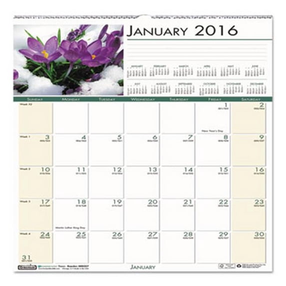 House Of Doolittle 326 2016 Floral Monthly Wall Calendar, 12 x 12 inch