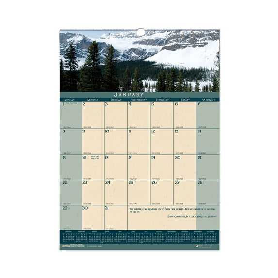 House Of Doolittle Earthscapes Recycled Monthly Wall Calendar, Color Landscape Photography, 12 x 16.5, White Sheets, 12-Month (Jan-Dec): 2024