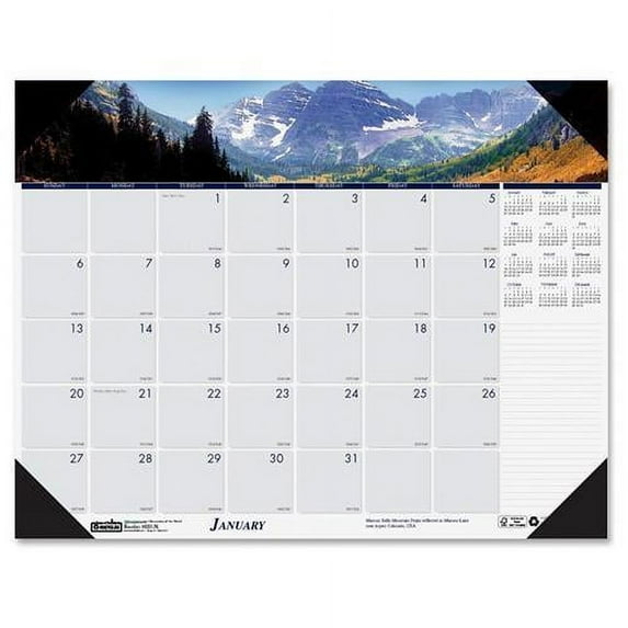 House of Doolittle B1601716 22 x 17 in. Recycled Mountains of the World Photo Monthly Desk Pad Calendar - 2024 - White