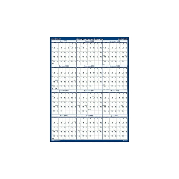 2025-2026 House of Doolittle 18" x 24" Academic Monthly Dry Erase Wall Calendar Reversible Blue