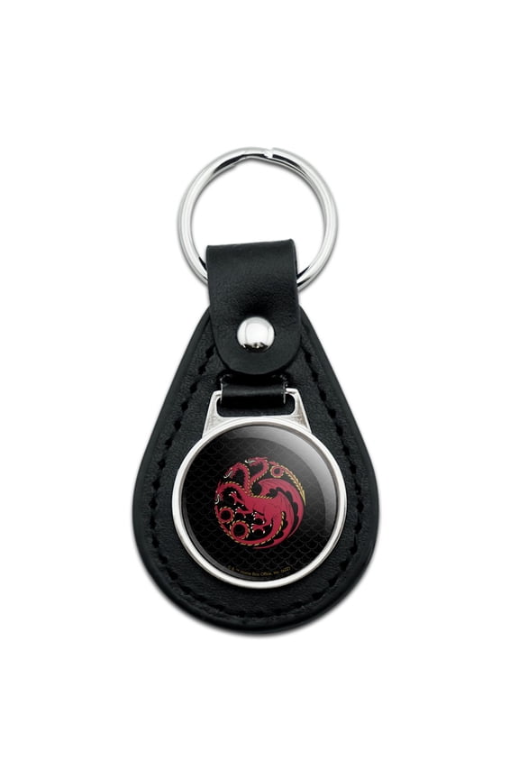 House Of Dragon Targaryen Sigil Scales Black Leather Keychain