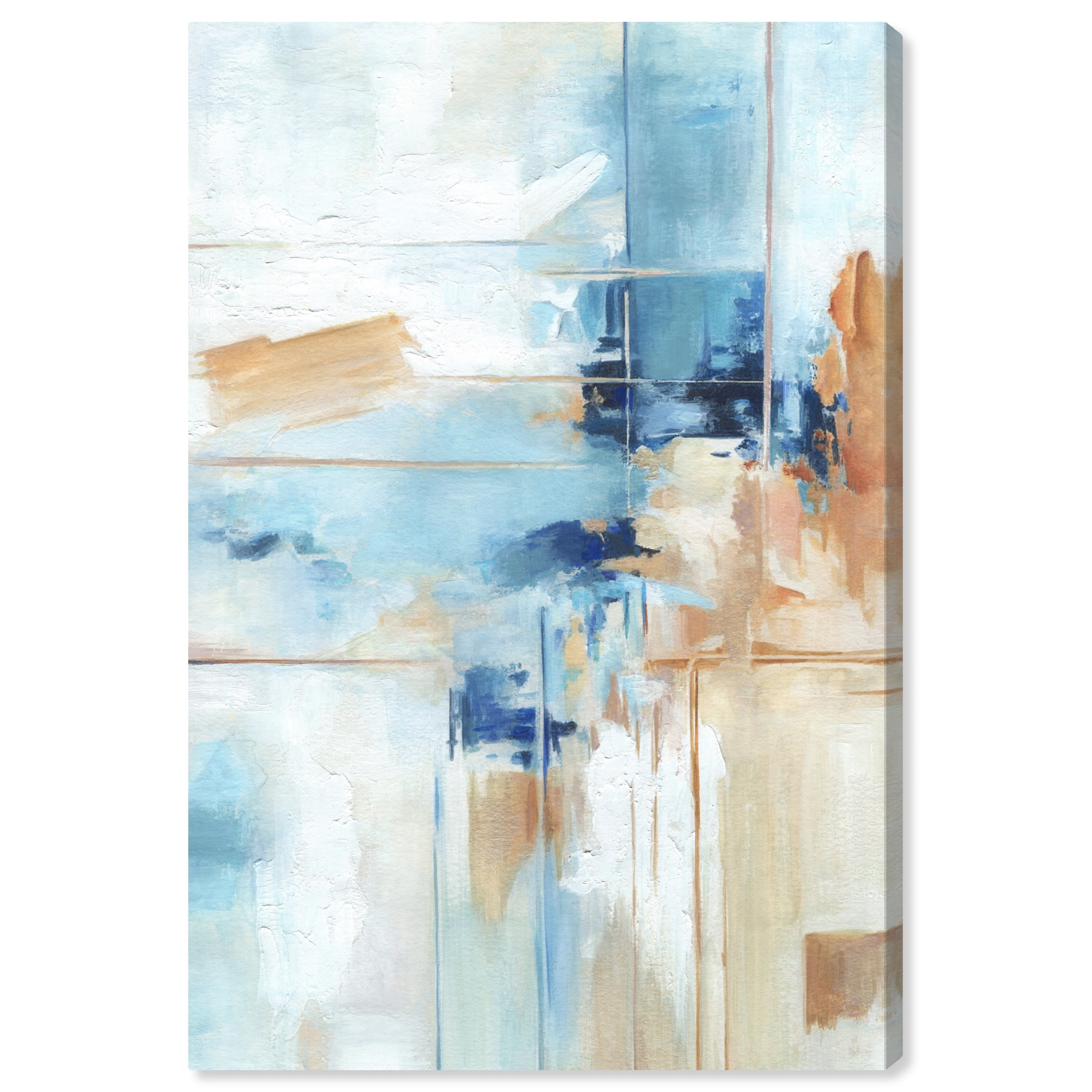Blue and Beige Abstract Canvas Wall Art, 10" x 15"
