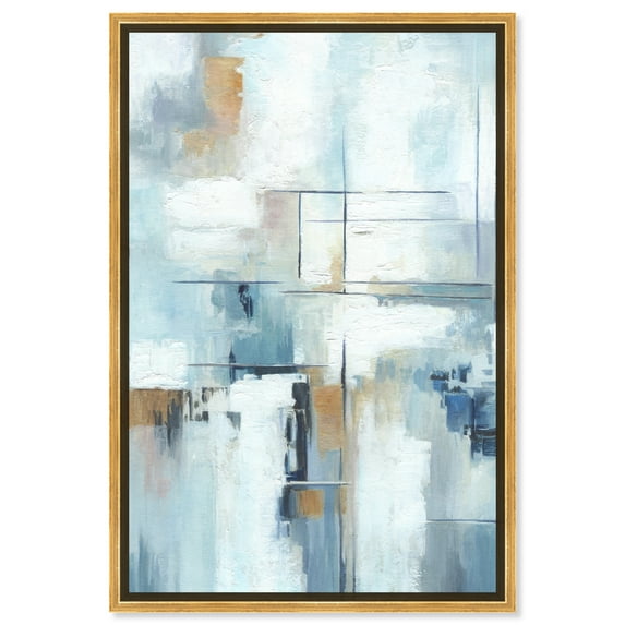 House Of Lines II Blue Abstract Wall Art Canvas Wall Art by Art Remedy, Gold Floater Frame, 25.5" x 37.5"