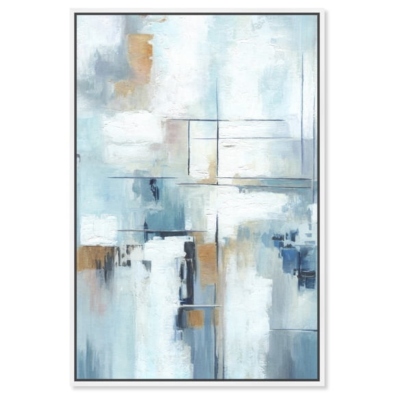 House Of Lines II Blue Abstract Wall Art Canvas Wall Art by Art Remedy, White Floater Frame, 11" x 16"