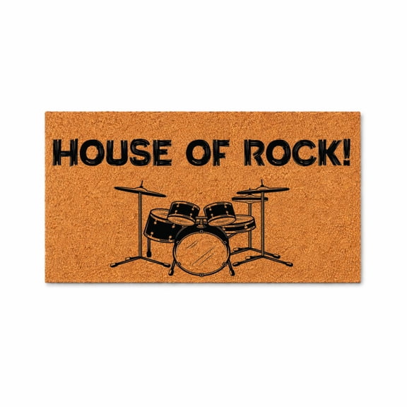 House Of Rock Door Mat, Drum Set Graphic Doormat, Funny Welcome Entry Rug, Music Fan Housewarming Gift 3472 (24x36 inches) 3472