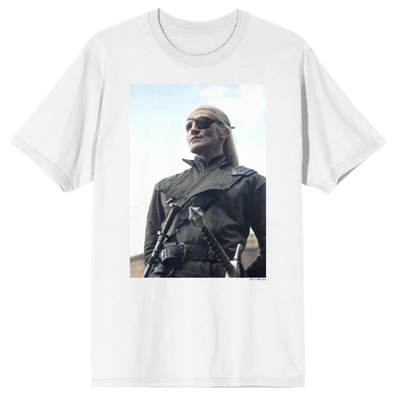 House of the Dragon TV Series Aemond Targaryen Heroic Pose on White Short Sleeve Adult T-Shirt-XL