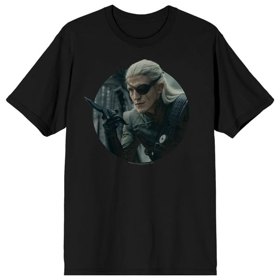 House of the Dragon TV Series Aemond Targaryen with blade on Black Short Sleeve Adult T-Shirt-Medium