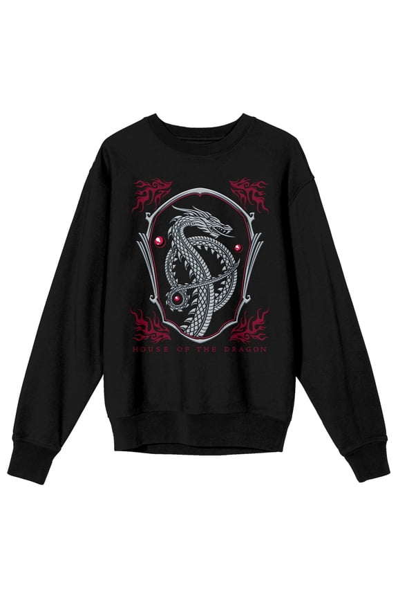 House Of The Dragon Dragon Crest Art Junior's Black Sweatshirt-XXL
