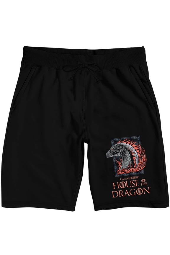House Of The Dragon Dragon Frame Men's Black Sleep Pajama Shorts-XL