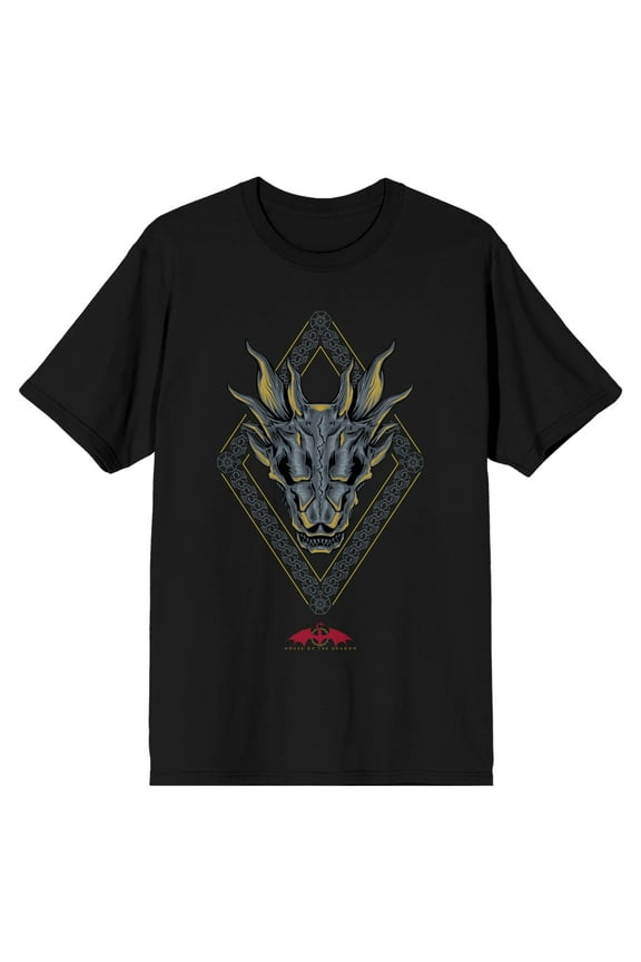 House Of The Dragon Dragon Head Logo Men's Black T-shirt-XL