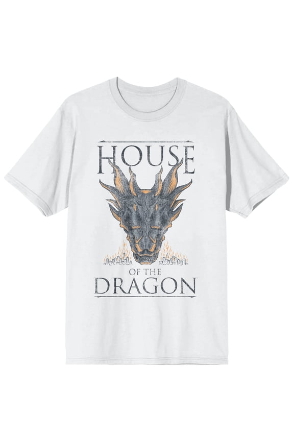 House Of The Dragon Dragon Head Logo Men's White T-shirt-Medium