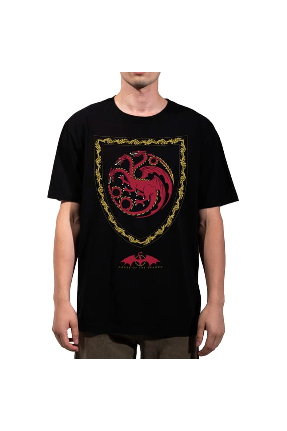 House Of The Dragon Targaryen Shield Adult Black Heavyweight Oversized T-shirt