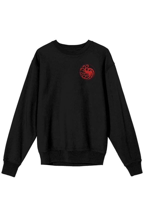 House Of The Dragon The Blood Of The Dragon Adult Black Crew Neck Long Sleeve Sweatshirt-XXL