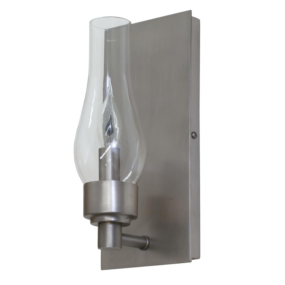Pewter Dimmable Direct Wired Electric Wall Sconce with Clear Glass Shade