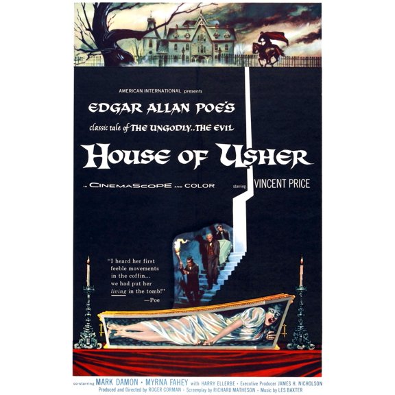 House Of Usher (Aka The Fall Of The House Of Usher) 1-Sheet Poster Art By Reynold Brown 1960 Movie Poster Masterprint (24 x 36)