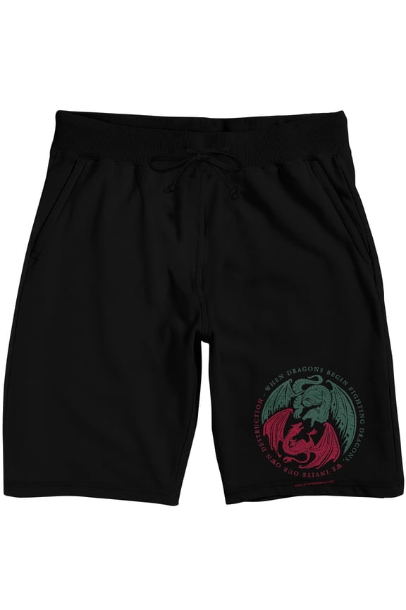 House Of the Dragon Dragons Circle Adult Black Sleep Pajama Shorts