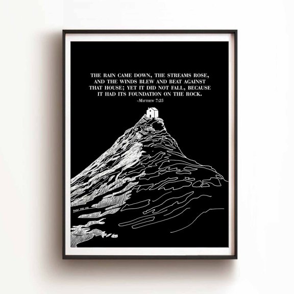 House On Scripture Foundation Wall Art Home Decor Unframed Paper Print