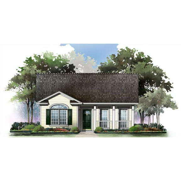 House Plan Gallery - HPG-1000 - 1,000 sq ft - 2 Bedroom - 2 Bath Small House Plans - Single Story Printed Blueprints - Simple to Build (5 Printed Sets)