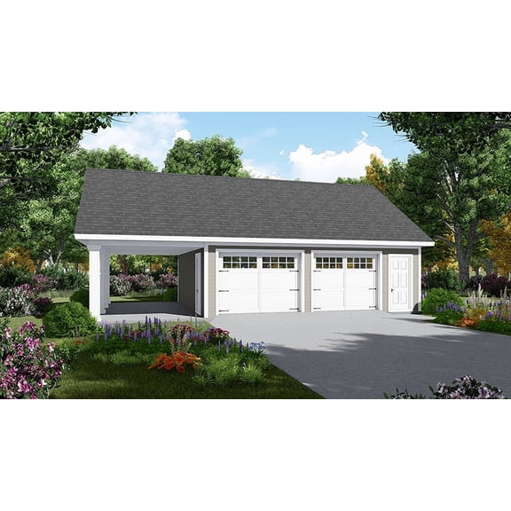 House Plan Gallery - HPG-1040- Garage Plan - Single Story Printed Blueprints - Simple to Build (5 Printed Sets)