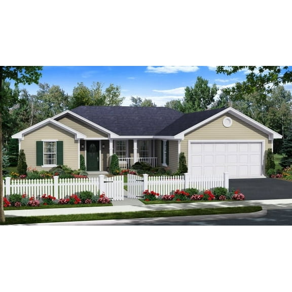 House Plan Gallery - HPG-1310 - 1,310 sq ft - 3 Bedroom - 2 Bath Small House Plans - Single Story Printed Blueprints - Simple to Build (5 Printed Sets)