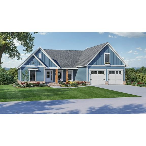 House Plan Gallery - HPG-2066- 2066 sq ft - 4 Bedroom - 3 Bath House Plans - Single Story with a Bonus Room Printed Blueprints - Simple to Build (5 Printed Sets)