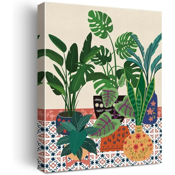 House Plant Botanical Canvas Prints Wall Decor Modern Vases Botanical Plant Canvas Art Sign Canvas Poster Gifts for Home Living Room Bathroom Decor 11.5"x15"