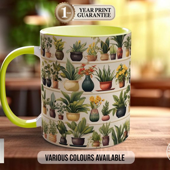 House Plants Full Wrap Art Mug - Coloured Design