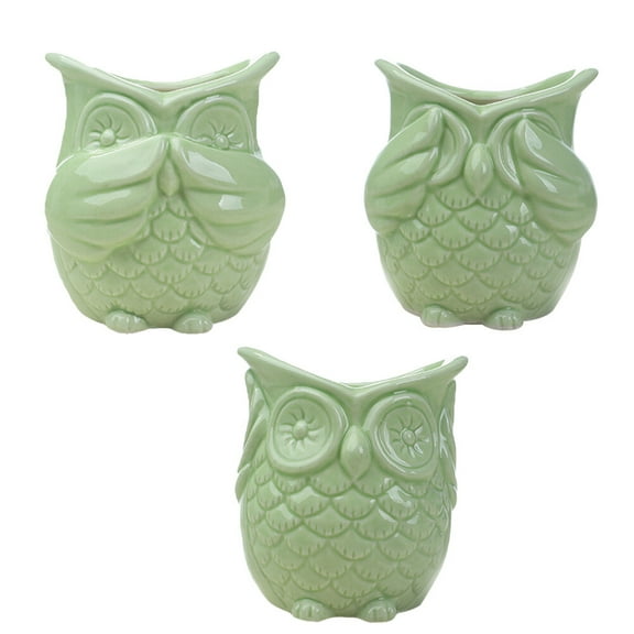 BESTOYARD Ceramic Owl Flower Pots Green Cactus Containers Desk Table Ornament