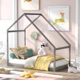 thumbnail image 1 of Twin Size House Bed Frame, Wooden Daybed,Floor Bed for Teens,Girls&Boys,Gray, 1 of 7