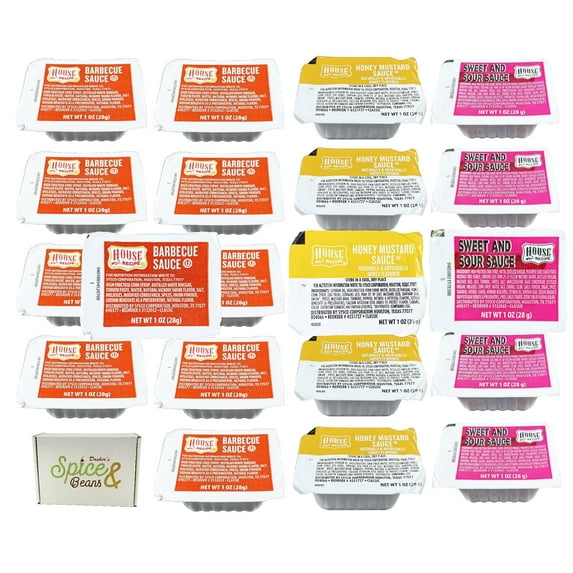 House Recipe Sauce | Kosher | 1 oz. Dipping Cup | 20 Count | ((10) Barbeque, (5) Sweet & Sour, (5) Honey Mustard)