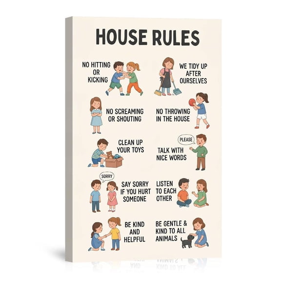House Rules Educational Family For Playroom Canvas