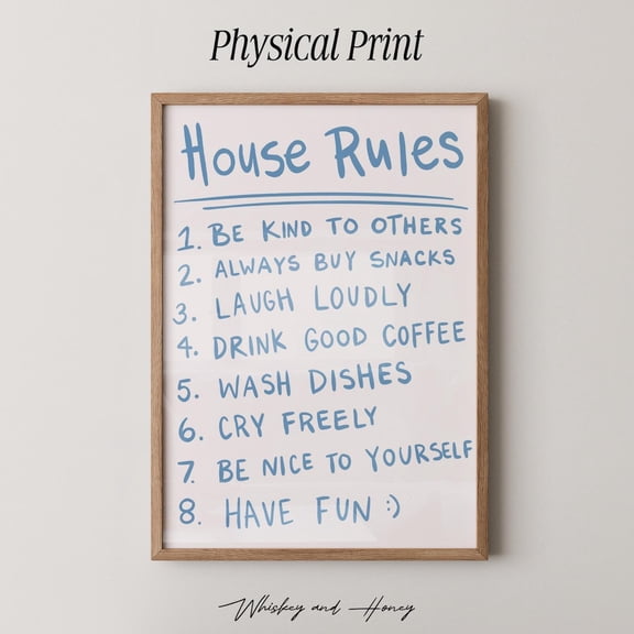 House Rules Home Wall Art Minimal Interior Decor