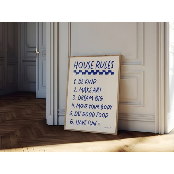 House Rules Modern Home Typography Wall Art, Unframed Paper Print Size 8x12