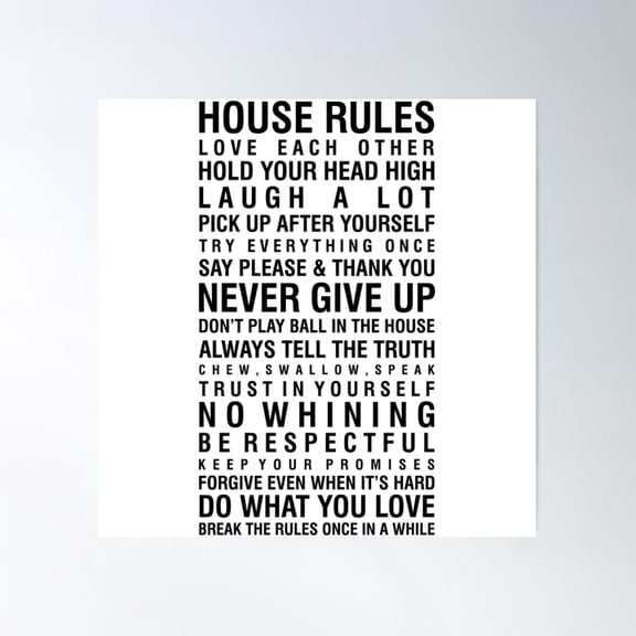 House Rules Poster Wall Art, Modern Wall Decor For Living Room Bedroom, 12x18 UNFRAMED