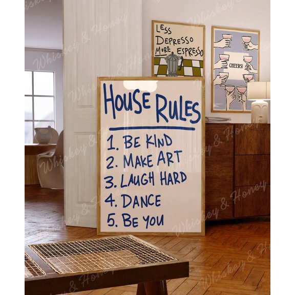 House Rules Trendy Home Decor Room Wall Decor Unframed Paper Print