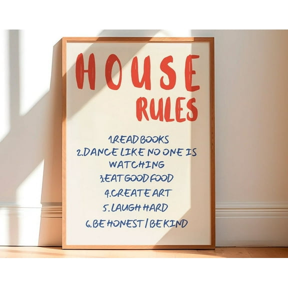 House Rules, Trendy Retro Poster, Wall Print Wall Art, Modern Wall Decor, 16x24 UNFRAMED