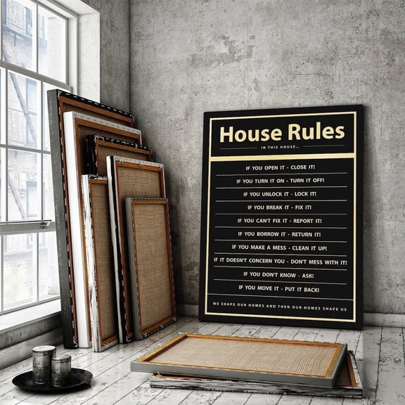 House Rules Wall Art Poster Family Home Inspirational Sign, House Inspiration Quote Home Rules Decoration Housewarming UNFRAMED Poster, 8x12